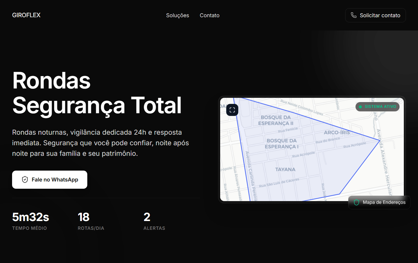 Preview do Template de Site para Empresa de Segurança